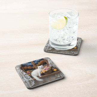 Cozy Nighttime Window Scene Coaster