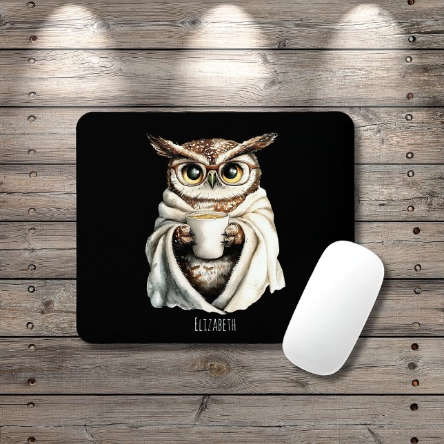 Cozy Owl with Coffee Mug Mouse Pad (Creator Uploaded)