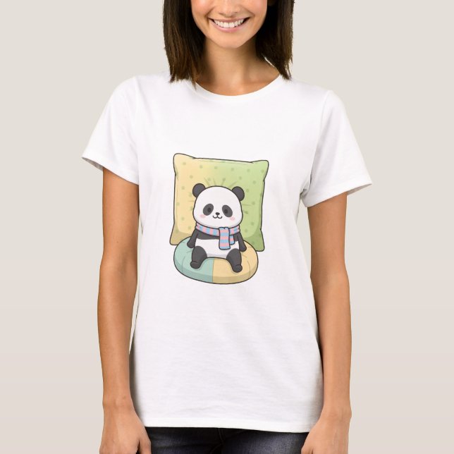 Cozy Panda with Scarf T-Shirt (Front)