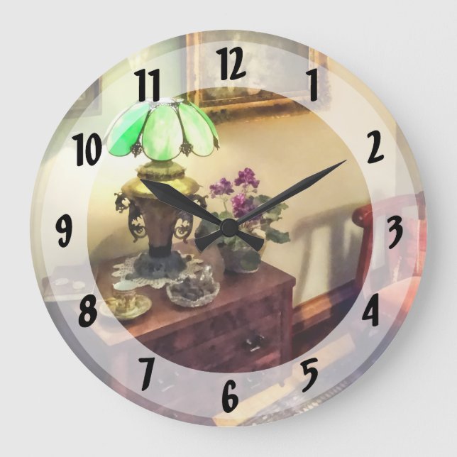 Cozy Parlor with Flower Petal Lamp Large Clock (Front)