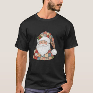 Cozy Patchwork Santa Claus Design  T-Shirt