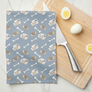 Cozy Paws Collection Silver Blue Tea Towel