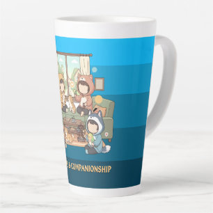 Cozy Pet Friends Chibi Anime Art Latte Mug
