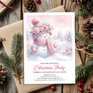 Cozy Pink Snowman Kids Download Christmas Invites