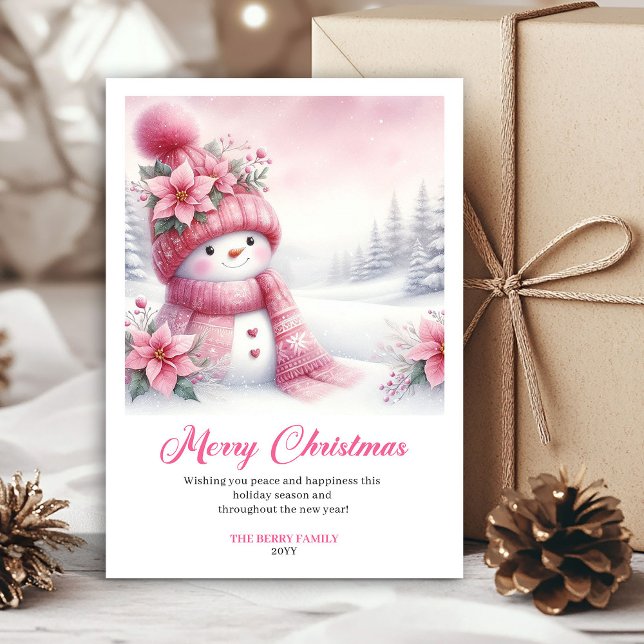Cozy Pink Snowman Printable Christmas Scene Cards (Cozy Pink Snowman Printable Christmas Scene Greeting Card

)