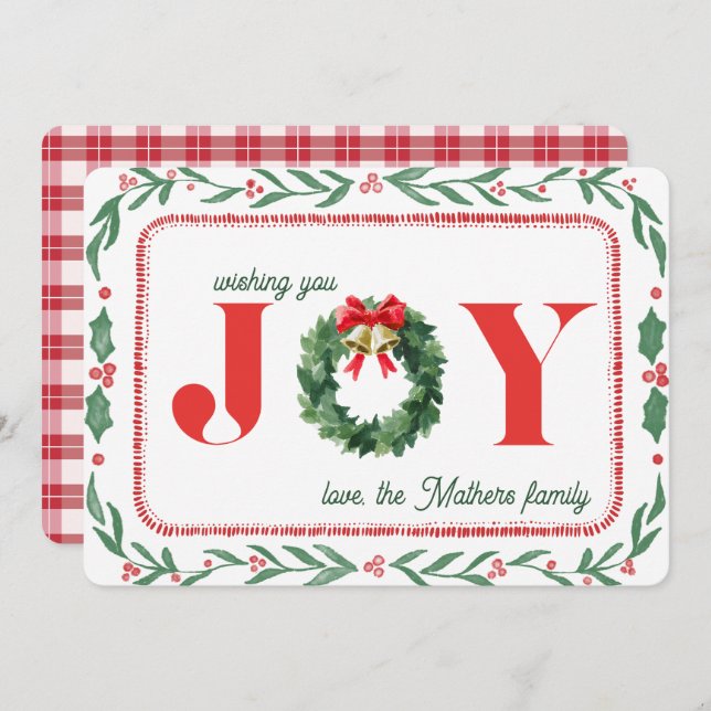 Cozy Plaid Christmas Joy Holiday Card (Front/Back)