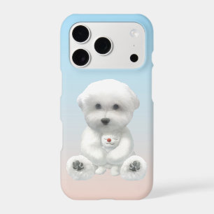 Cozy Plush Moment: Smiling Bichon Hugging Mini Pup