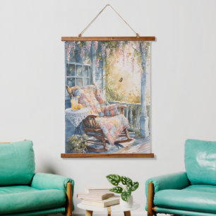 Cozy Porch with Quilt and Lemonade Charm Hanging Tapestry