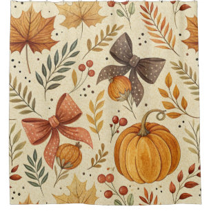 Cozy Pumpkin Floral Autumn Seamless Pattern (2) Shower Curtain