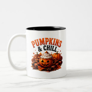 🍂 Cozy Pumpkin Season Halloween Saying 🎃 Two-Tone Coffee Mug