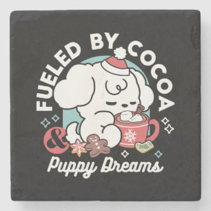 Cozy Puppy Dreams – Hot Chocolate and Christmas Stone Coaster