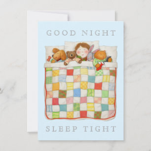 COZY QUILT 4.5x6.25 Blank Flat Card - Blue