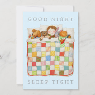 COZY QUILT 5x7 Blank Flat Card - Blue