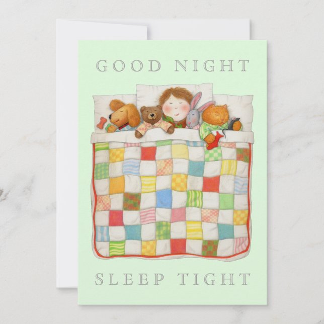 COZY QUILT 5x7 Blank Flat Card - Green (Front)