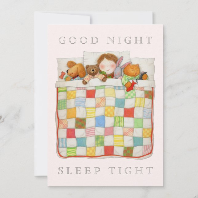 COZY QUILT 5x7 Blank Flat Card - Pink (Front)