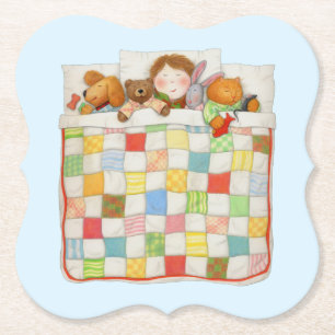 COZY QUILT Bracket Paper Coasters - Blue