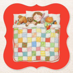 COZY QUILT Bracket Paper Coasters - Red