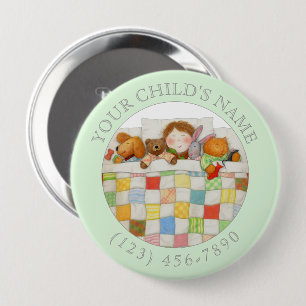 COZY QUILT Child ID Button - Green