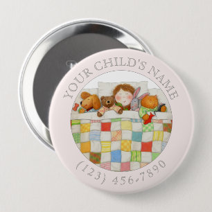 COZY QUILT Child ID Button - Pink