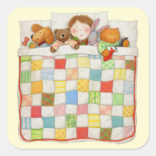 COZY QUILT Large Square Stickers - Yellow
