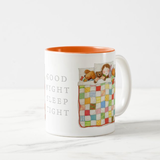 COZY QUILT Orange Two-Tone Mug (Front Right)
