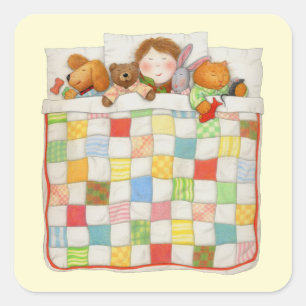 COZY QUILT Small Square Stickers - Yellow