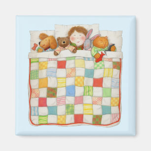 COZY QUILT Square Magnet - Blue