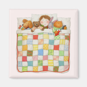 COZY QUILT Square Magnet - Pink