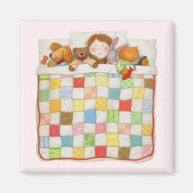 COZY QUILT Square Magnet - Pink (Front)