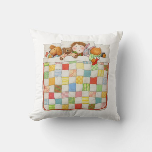 COZY QUILT Square Throw Pillow  (Front)