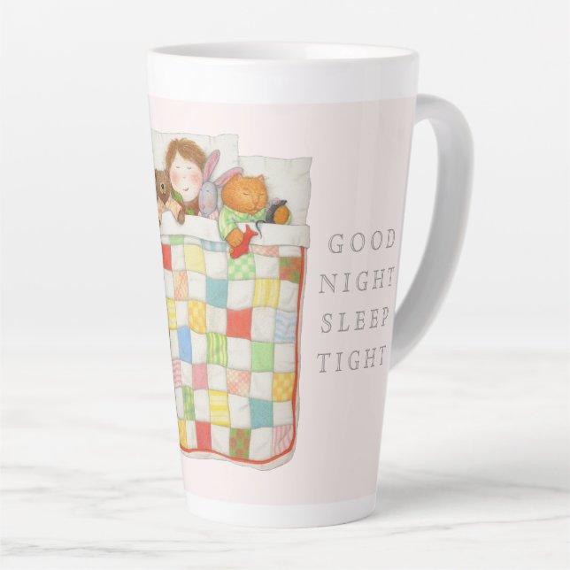 COZY QUILT Tall Cocoa Mug - Pink (Right Angle)