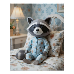 Cozy Raccoon Nap Scene Poster