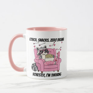 Cozy Raccoon Valentine Pajama Couch Snack Mug