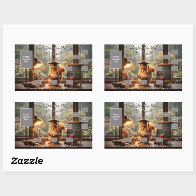 Cozy Rainy Day Squirrel Teacher Appreciation Rectangular Sticker (Sheet)