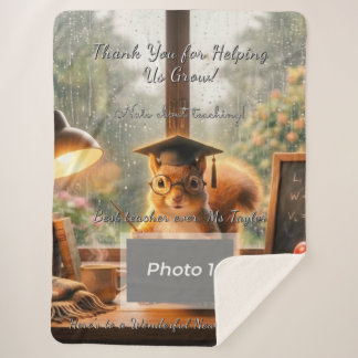 Cozy Rainy Day Squirrel Teacher Appreciation Sherpa Blanket