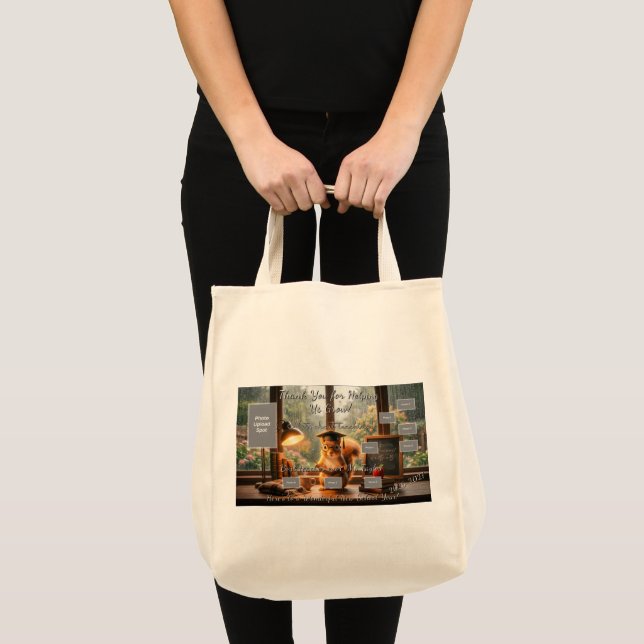 Cozy Rainy Day Squirrel Teacher Appreciation Tote Bag (Front (Product))