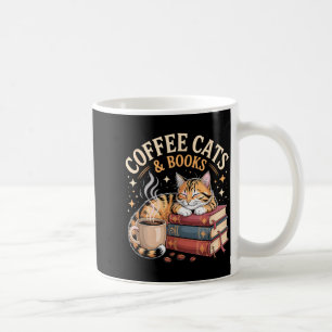Cozy Reading Cat Coffee And Books Lover Artwork Mug
