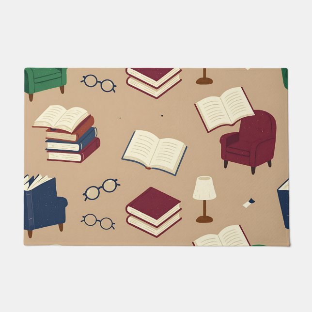 Cozy Reading Nook Books Pattern Doormat (Front)