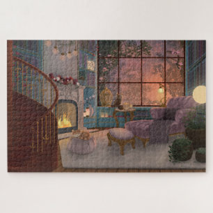 Cozy Reading Sunset Room Jigsaw Puzzle