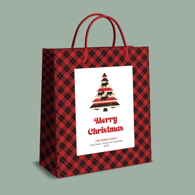 Cozy red black plaid gift bag custom name tree (Cozy red black plaid gift bag custom name tree

)