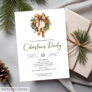 Cozy Red Green Rustic Minimalist Watercolor Xmas Invitation