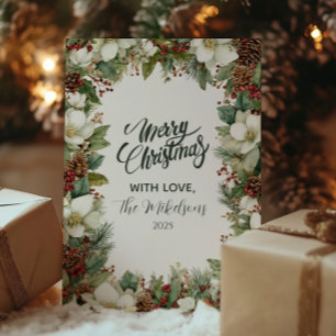 Cozy Rustic Evergreen Christmas Holiday Card