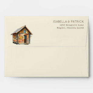 Cozy Rustic Wooden Cabin Illustration Envelope