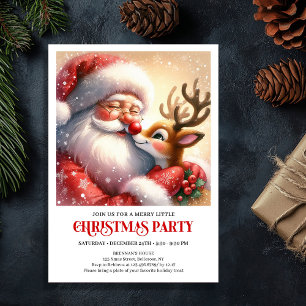 Cozy Santa and Rudolph Christmas Magic Night Party Invitation
