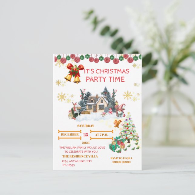 Cozy Santa Christmas Post Card (Standing Front)