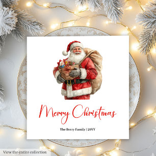 Cozy Santa Claus Minimalist Script Font Party Napkin