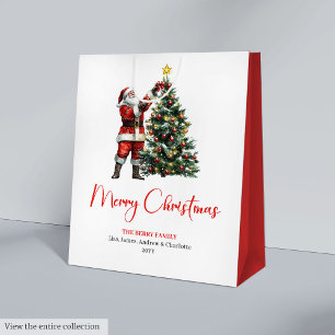 Cozy Santa Claus Red Green Holiday Gift Bag Design