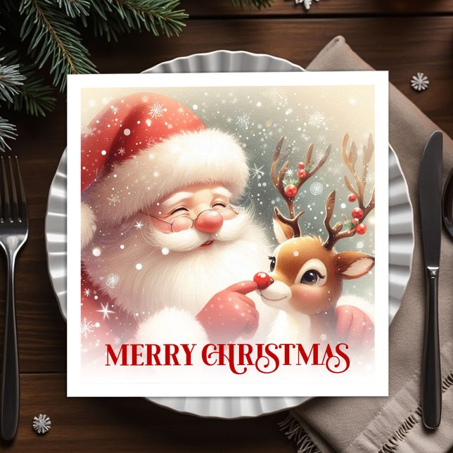Cozy Santa Claus Rudolph Holiday Party Dinner Napk Napkin (Cozy Santa Claus Rudolph Holiday Party Dinner Napkins

)