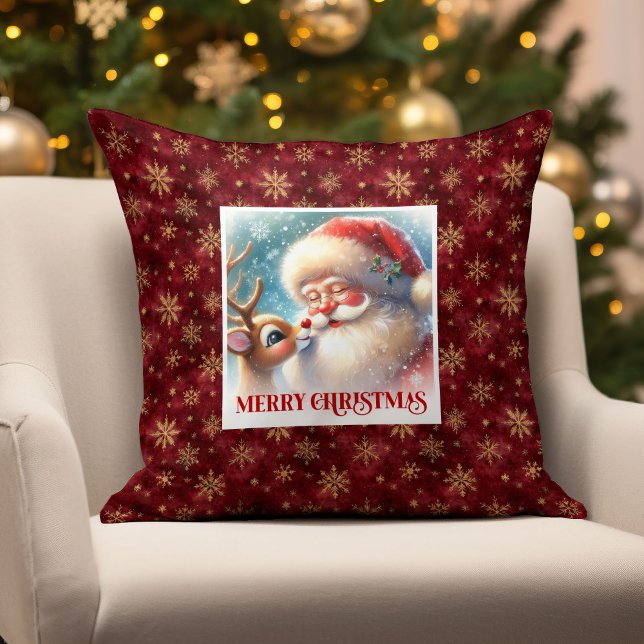 Cozy Santa Rudolph Pillow Holiday Magic Christmas  (Cozy Santa Rudolph Pillow Holiday Magic Christmas)