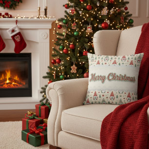Cozy Scandinavian Christmas Gnome Throw Pillow